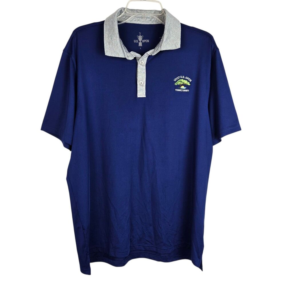 121st US Open Torrey Pines Golf Polo Shirt Sz L Blue Short Sleeve